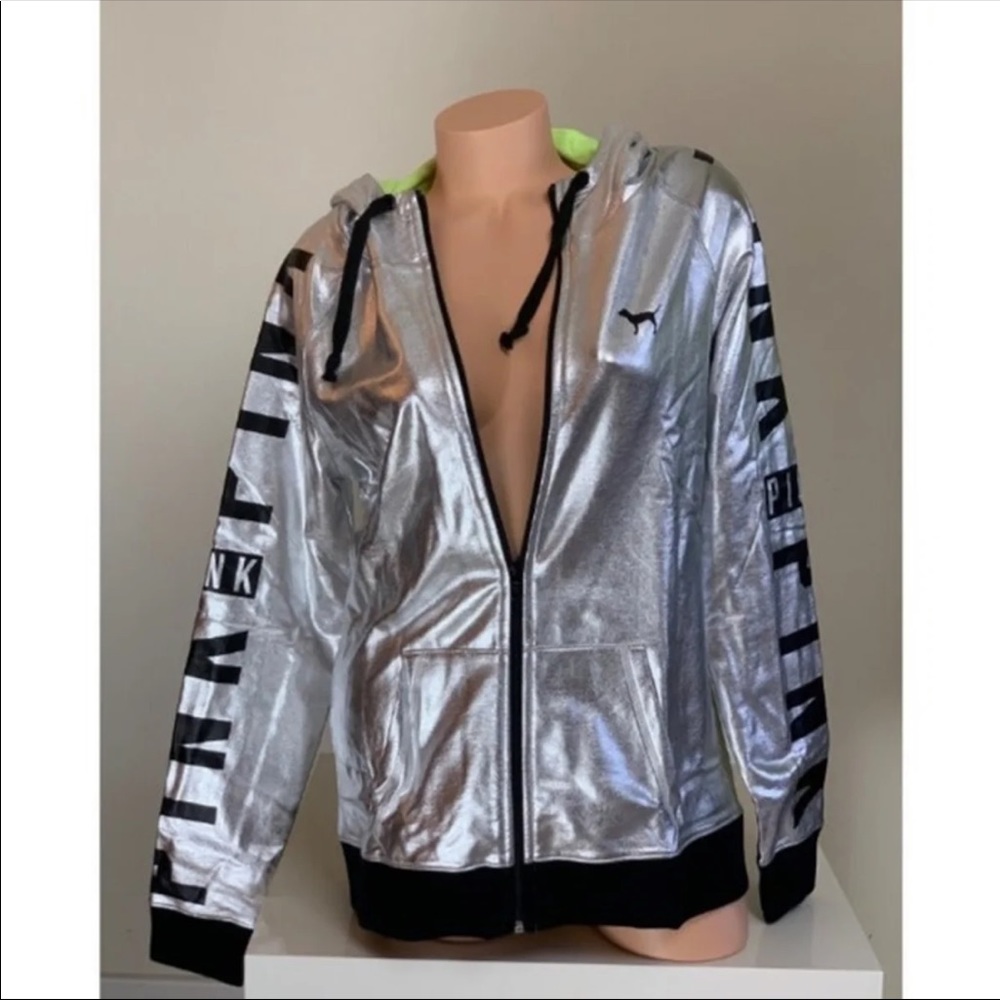 Pink Victoria’s Secret silver jacket